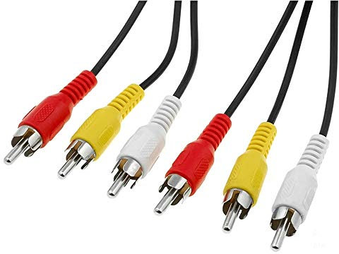 PremiumCord Cinch Kabel 5m, 3x Cinch RCA Stecker auf 3x Cinch RCA Stecker, Audio Video Verbindungskabel, Stereo , Für TV, Handys, MP3, HiFi, Farbe schwarz, kjackcmm3-5, 5 m
