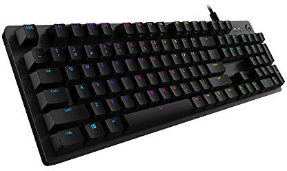 Logitech G Clavier de Jeu mécanique 512, commutateurs GX-Blue Clicky Switches, éclairage RVB LIGHTSYNC, Boucle USB, boîtier en Aluminium, Touches F programmables, Disposition QWERTY US - Noir