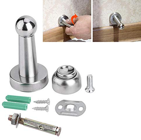 EBTOOLS Fermaporta, Argento Magnetic Doorstop Doorcatch in Acciaio Inox Installare con Viti sul Muro del Pavimento per la Camera da Letto Home Office