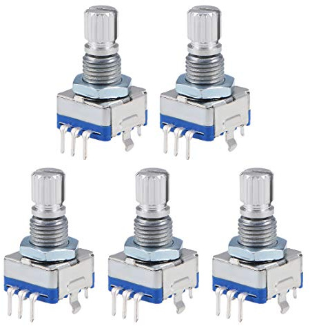 sourcing map 5Stk. 360 Grad Drehgeber Codeschalter Potentiometer EC11 7 Pins 15mm Schaft