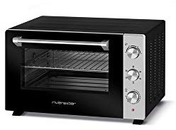 riviera&bar Four Posable - 46L, 5 Modes de Cuisson, Thermostat 230°C, Minuterie 120 min, Double Paroi Vitrée, Accessoires Inclus, Chaleur Tournante - 1800W - Noir et Inox