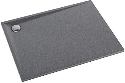 Sellon24® Duschtasse Duschwanne Acrylwanne Acrylschürze Stabilsound® walk in flach Anthrazit 80x100x3