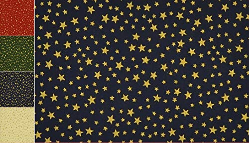 StoffBook dunkelblau Baumwolle Weihnachtsstoff bedruckt Sterne für Dekoration, Nähprojekte, Kinder, Bastelideen, Geschenkverpackung, Weihnachtsdeko, Stoff Weihnachten, Festliche Textilien, e019