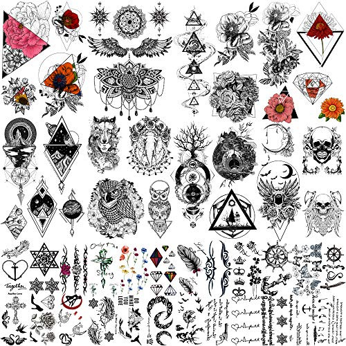Yazhiji 32 stycken/lott Rika tatueringsmönster Totem Blomros Tillfälliga tatueringsklistermärken för kvinnor Män Pojkar Flickor Sexig Kroppskonst Stor arm Tower Ritning Solros