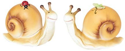 Heitmann Deco 1983028 Escargots avec Papillon et Coccinelle - Figurine décorative - décoration de Jardin, décoration de Salon, décoration de Printemps, Pâques - Lot de 2, Petit - Orange