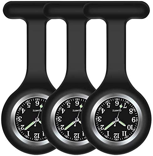 SibyTech Krankenschwester Ansteckuhr fob,Silikon mit Pin/Clip,Glow Pointer im Dunkeln,Infektionskontrolle Design,Analog-digital,Quarzwerk,Arzt Sanitäter medizinische Brosche Fob Uhr