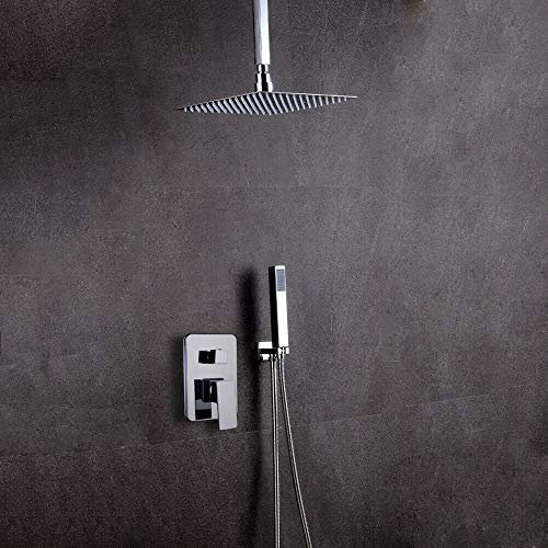 LED Duschkopf viereckig 30cm Temperatur Control 3 Farbwechsel Wasser Flow Powered Top Sprühduschkopf ABS Chrome Finish für Badezimmer