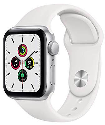Apple Watch SE (GPS, 40mm) - Silver Aluminum Case with White Sport Band (Renewed)