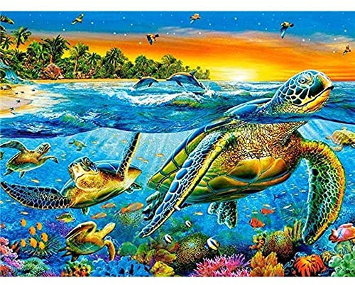 Kreuzstich Stickerei Set Vorgedruckt Erwachsene anfanger Schildkröte Kreuzstich für Anself DIY Starter Stickbild Handwerk11CT Geschenk Heimdekoration(16×20inch