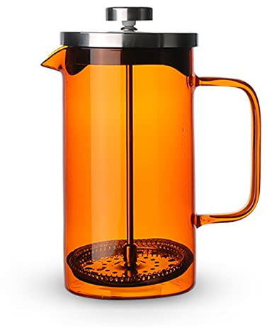 Daoyuan Kaffeebereiter,Abnehmbarer Hitzebeständiger Handfilter Kaffeepresse Aus Borosilikatglas,Hitzebeständige French Press,304 Edelstahl Kaffeekanne Mit 3 Filtern,Spülmaschinenfest (Color : Amber)