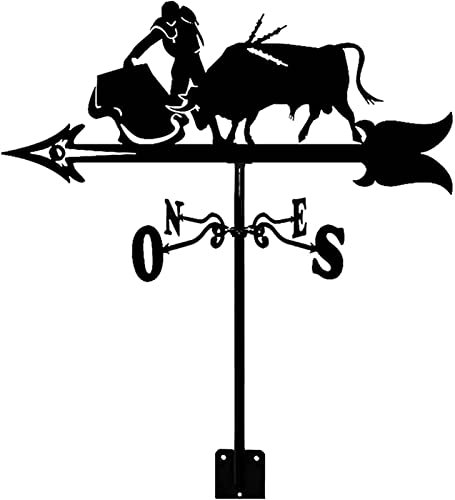 Nostalgie Retro Wetterhahn,Windrad Garten Metall Dekoration,Anti-Rost Eiserne Wetterfahnen Garten Pfahl Wetterfahne Metalldekorationen,Für Outdoor Decor Cattle,50 * 35cm