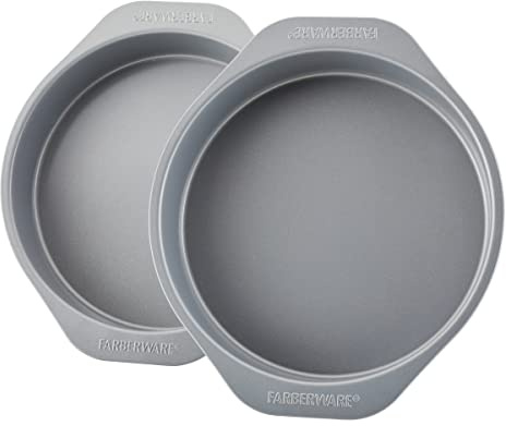 Farberware GoldenBake Bakeware Nonstick Baking Pans/Cake Pan Set, Round, Insulated, Two 8-Inch, Gray