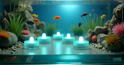 50 Stück Unterwasser-LED-Licht Flammenlose LED-Kerze Batteriebetriebenes Teelicht Tauch Dekorative Lichter für Hochzeitsfeier Eventlicht Aquarium Licht Weihnachten Halloween Licht (blaugrün)