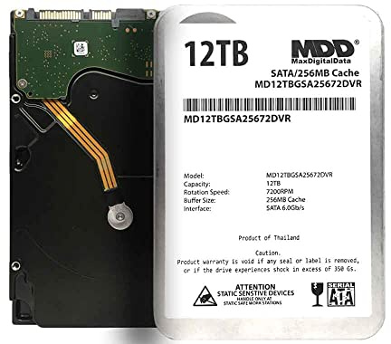 MDD MAXDIGITALDATA MDD 12TB 7200 RPM 256MB Cache 3.5-inch Internal Hard Drive for Surveillance Storage (Renewed)
