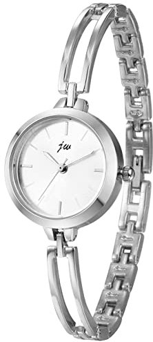 JewelryWe Uhren Damen Analog Quarz Armbanduhr Elegant Klein Einfach Metallarmband Beiläufige Uhr Spangenuhr für Frauen Mädchen Silber