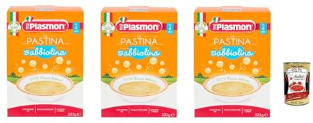 3x Plasmon Pastina Sabbiolina 320 g da 4 mesi + Italian Gourmet polpa 400g