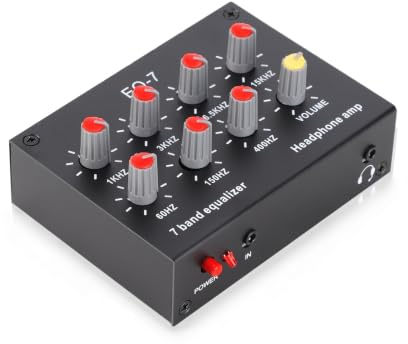 7-Band Sound Equalizer für Auto & Heimkino – Digitaler 2-Kanal Equalizer aus Aluminiumlegierung mit 12 dB Bass- und Höhenregelung, DC5V–12V Eingangsspannung