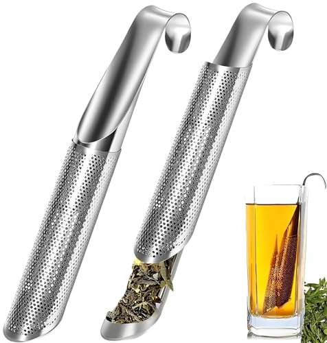 2 Piezas Infusor de Té de Acero Inoxidable, Colador de té de Malla de Mango Largo, Hoja de Té Colador de Té, Filtro de té de Hojas Sueltas, Infusor de Té Tubo, para Té Suelto