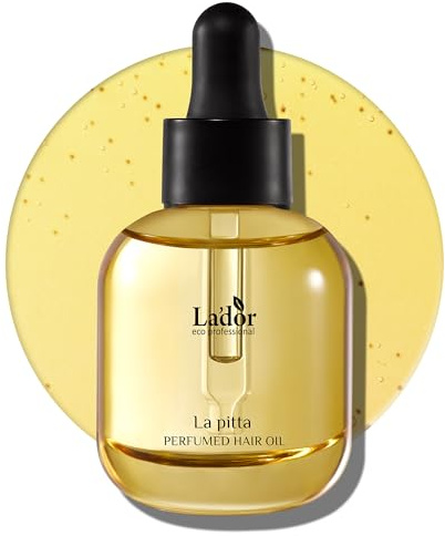 LA'DOR Lador Huile parfumée pour cheveux secs et abîmés - Anti-frisottis, parfum nourrissant, huile pailletée, sérum revitalisant sans rinçage, maintient les boucles et les vagues sans sulfate