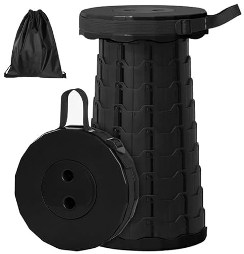 GeeRic Taburete Telescópico Portátil,Taburete Plegable Camping con Gran Capacidad de Carga,Ajustable Taburete Telescópico para Cámping Pesca Jardín
