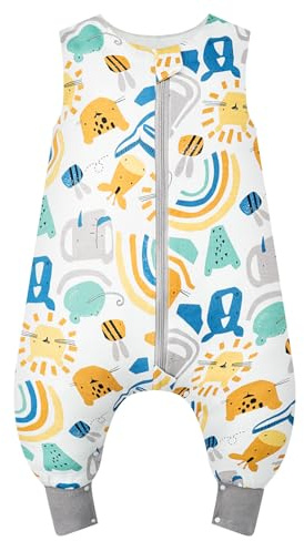 WYTbaby Saco de Dormir Bebe 1.0 Tog con Pies, Saco de Dormir Ultra Suave y Cómodo 100% Algodón, Ideal para el Sueño del Bebé, Adecuado para Bebés de 6-18 Meses, Talla 65-80cm