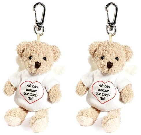 Schaffer 3197 Plüsch Schlüsselanhänger Engelbär Weiß (Packung mit 2)