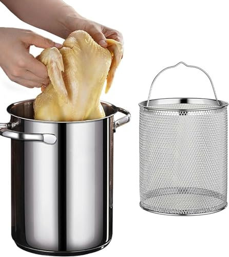 Cooking Pots,304 Stainless Steel Asparagus Pot, 4.1L Asparagus Vegetable Steamer Spaghetti Pasta Stovetop Cooker with Removable Basket and Visible Lid, Oil Deep Fry Pan, Silver