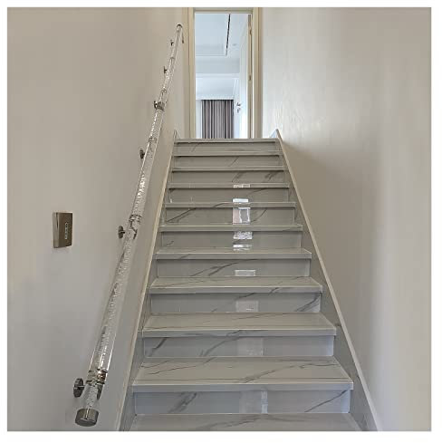 Transparenter Acryl-Handlauf für Innentreppen, Korridore/Lofts/Villen, rutschfeste Haltegriff-Wandhalterung, mit silbernen Endkappen und Halterungen, 6 Fuß/8 Fuß/10 Fuß/12 Fuß/16 Fuß lang (2 Fuß/61 c