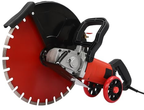 4KW 14” BetonsäGe Elektrisch 3000rpm Mauernutfräse Betonsäge Schlitzfräse 220V Elektrische Wand-Schneidemaschine Chaser mit 35cm Diamantblatt, Nass-/Trockenbetonsäge Staubfreies Schneiden (16/410mm)