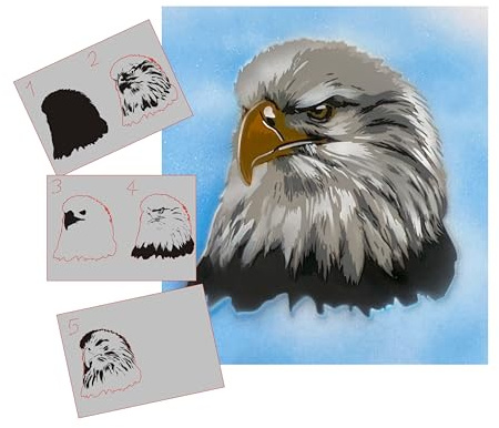 AS-387 Indianer, Adler Step by Step Schablone für Acryl, Airbrush, Spray, Lacke und Wandfarbe Größe XL
