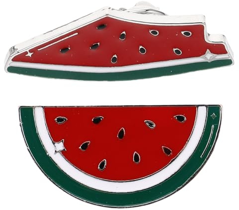 AOKWAWALIY Wassermelonen-Brosche 3.20 X 1.60 Zoll 2Er Set Süße Obst Anstecknadeln Für Damen Pullover Schal Mantel Modischer Schmuck Geschenk
