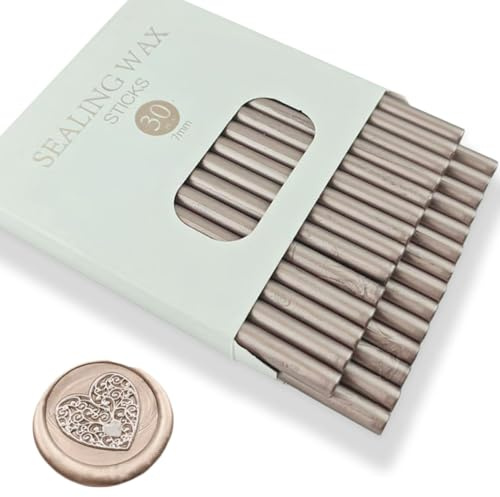 Wachs-Siegel-Stick, Ioggtser 30 PCS Mini Klebepistole Wachs-Siegel-Stick für Wachs-Siegel-Stempel, Siegel-Wachs-Sticks für Hochzeit Einladungen, Karten, Umschläge (Champagne Gold)