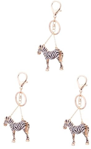 LIFKOME 3stücke Eleganter Zebra-diamant-schlüsselanhänger Stilvolles Taschenornament Robuster Multifunktionaler Schlüsselring Für Und Dekoration Modisches Accessoire Für