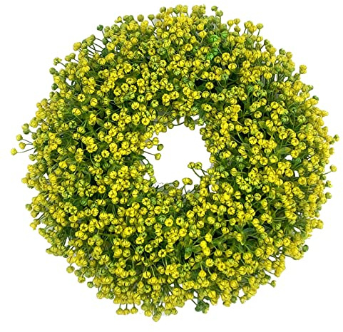 Schleierkraut Türkranz Ganzjährig Außen Deko Personalisiert Künstlicher Blumenkranz Deko für Haustür Außen Türkranz Modern Deko zum Aufhängen Bauernhaus Willkommens Girlande Herbstdeko Adventskranz