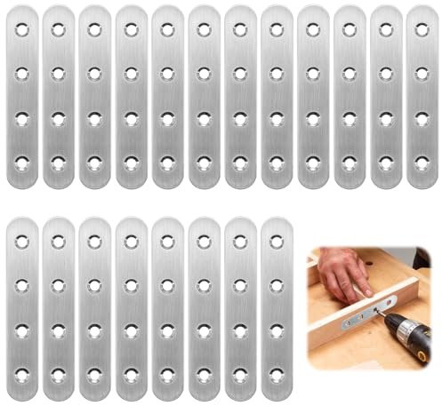 20 Pezzi Staffa Piatta Forata Piastra di Giunzionepiatta, 97x16x1.75mm Staffa Acciaio Inox Piatta Forata, Piastra di Giunzione Piatta, Supporti Connettore Piatto per Legno, Progetti Fai Da Te, Mobili