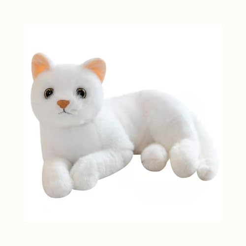 Semazz Peluche Chat Réaliste, Doux et Mignon, Jouet Chat Poupées, Cadeau pour Femme, Enfants, Décoration de Maison ou de Voiture, Blanc