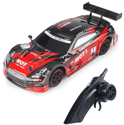 Dodoore RC Drift Cars, 1/14 Scale Fast Remote Control Car, 2.4GHz 4WD 40KM/H High Speed Vehicle with LED Lights, Extra Drifting Tires Racing Car Toys Gifts for Teen Adults