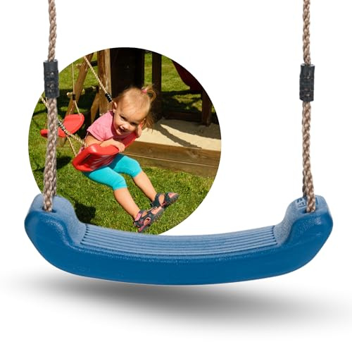 Spielturmking® Schaukel Garten Leonie - Kinderschaukel Outdoor Indoor - Schaukelsitz Kunststoff Schaukelbrett für Kinder zum Schaukeln - Brettschaukel - Höhenverstellbar - rutschfest (Blau)