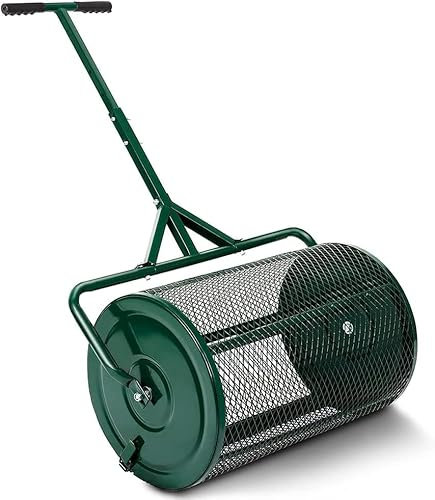 QLSABIA Spandiconcime da 24, spandiconcime per Torba, spandiconcime con Impugnatura a T Regolabile per piantagione e Semina, spandiconcime in Rete Metallica Resistente e Leggero per Giardino e Prato