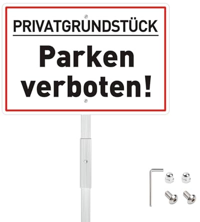 Felexdo Schild Privatgrundstück Parken Verboten, 30x20cm Parken Verboten Schild mit 70cm Aluminium legierung Pfosten Aluminium Privatparkplatz