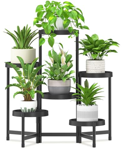 iDavosic.ly Pflanzenständer Plant Stand Metall/Kunststoff, 6 Ebenen Schwarz