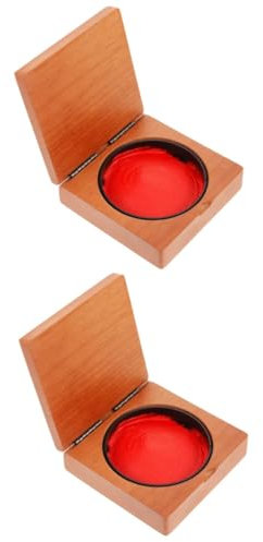 SHINEOFI 2Er-Packung Aufbewahrungsbox für Siegel aus Holz Holzstempelbox Aufbewahrungsbox für Stempel Kalligraphie-Tintenpaste Kunstwerk Stempelkissen Stempelhalter Tintenpastenbehälter