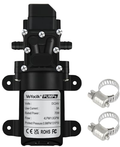 DC 24V Diaphragm Pump,1GPM 4L/Min Water Pump 3/8 10mm with Pressure Switch | Self Priming Pump for Water Tap,Campervan,Kitchen,Bathroom,Water Tank