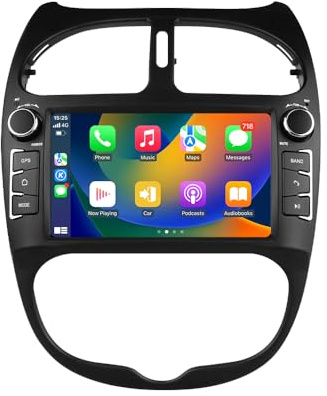 Ossuret - Radio de Coche para Peugeot 206 206CC 206SW (2000-2008), 7 Pulgadas Android 14 Pantalla táctil 2+32GB navegación GPS con Carplay Android Auto WiFi Bluetooth USB