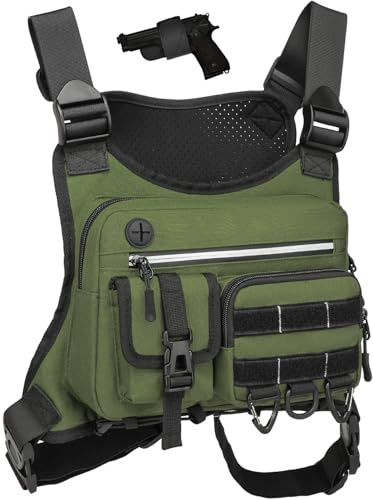 BlesMaller Taktische Brusttasche Herren Chest Rig Bag | reflektierend Molle Sport Weste für Jagd Laufen Radfahren EDC Pouch Chest Pack
