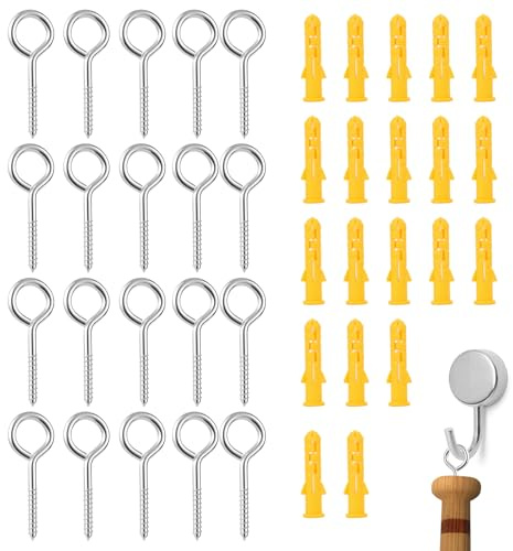 20pcs Stainless Steel Eye Screws for Garden, Vine, Outdoor DIY Projects – Heavy Duty Eyelet Screws for Hanging, Supports Garden Wire, Home Use, and Outdoor Decor