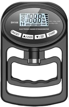 Misuratore di forza di presa, dinamometro digitale for mano da 265 libbre/120 kg, impugnatura con schermo LCD USB for allenamento di potenza sportivo Preciso ed efficiente