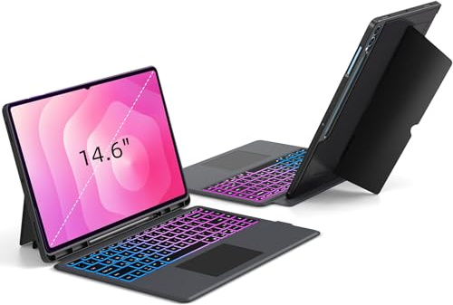 Custodia per tastiera Samsung Galaxy Tab S11 Ultra/S10 Ultra/S9 Ultra/S8 Ultra da 14,6 pollici: tastiera retroilluminata a 3 zone 7 colori con trackpad | Touchpad cover magnetica staccabile con
