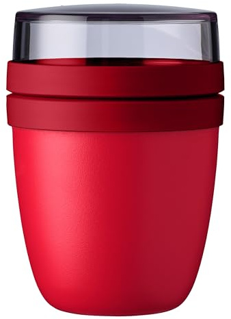 Mepal Campus Red - Vaso de cereales para llevar (300 ml y 120 ml), diseño de yogur y cereales, apto para congelador, microondas y lavavajillas