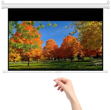 Projektorduk manuell rulle 60-90 tum, infällbar automatisk låsande filmduk tak- eller väggfäste för hemmabio, kontor(60 inch 16: 9)